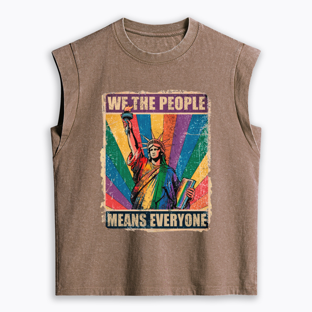 We the People Means Everyone LGBT Pride Women's Washed Tank Top