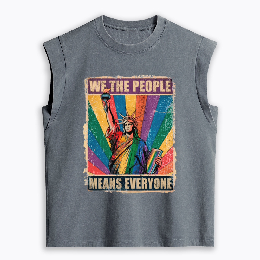 We the People Means Everyone LGBT Pride Women's Washed Tank Top