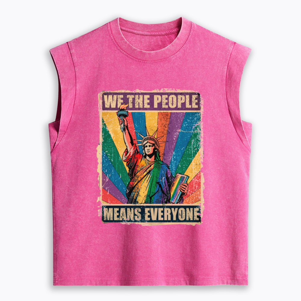 We the People Means Everyone LGBT Pride Women's Washed Tank Top