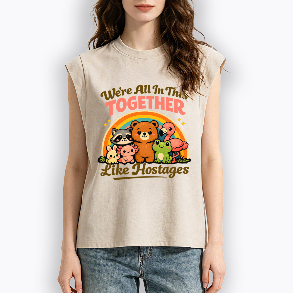 We're All in This Together Like Hostages Women's Washed Tank Top