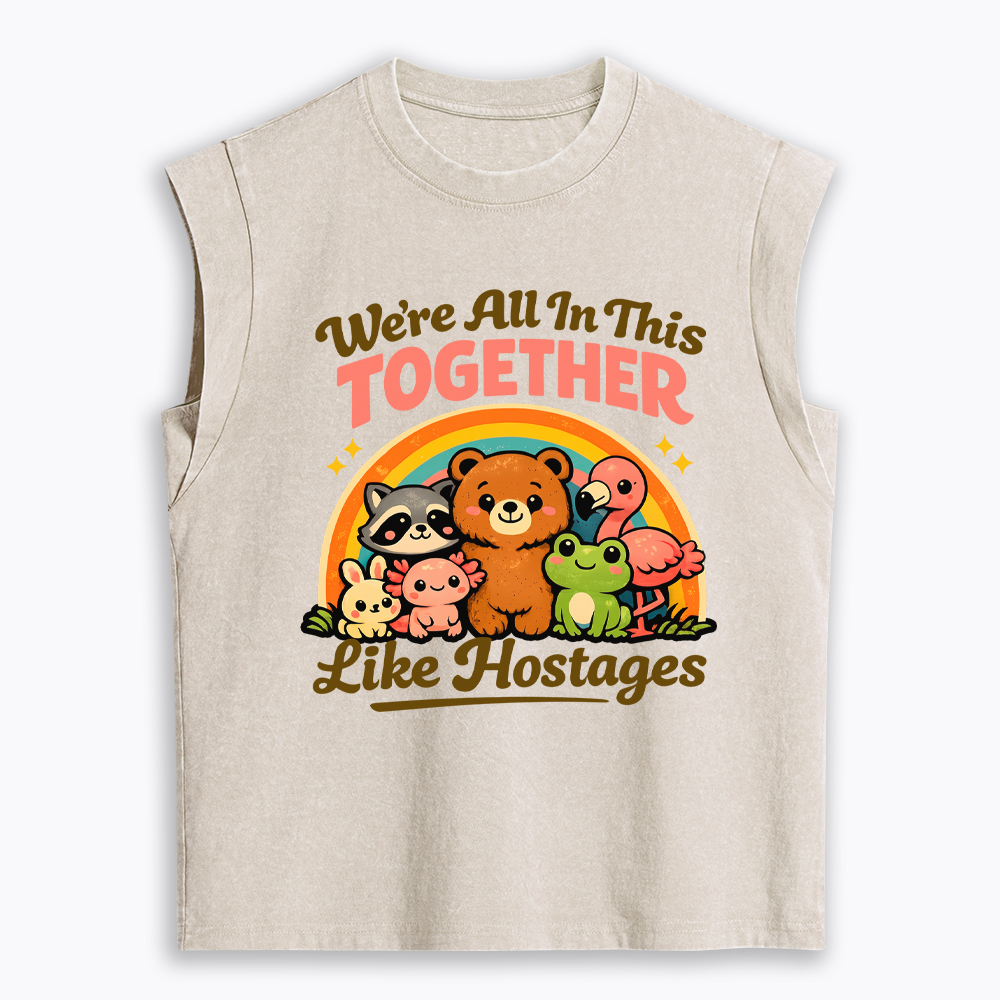 We're All in This Together Like Hostages Women's Washed Tank Top