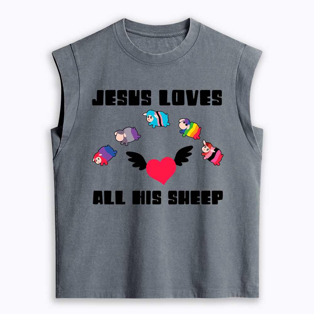 Jesus Loves All Sheep Pride Women's Washed Tank Top