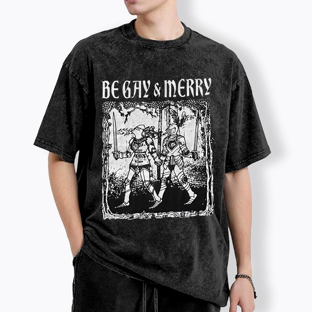 Merry Black Washed T-Shirts