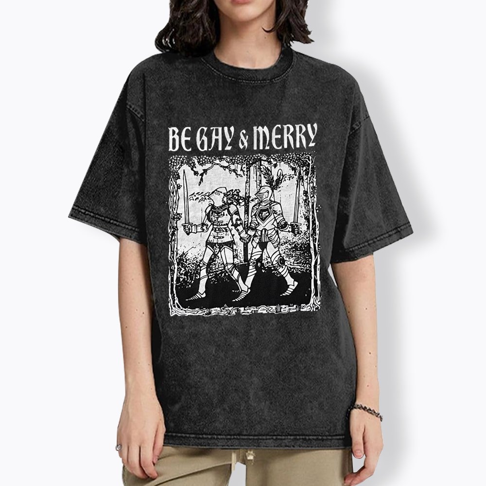 Merry Black Washed T-Shirts