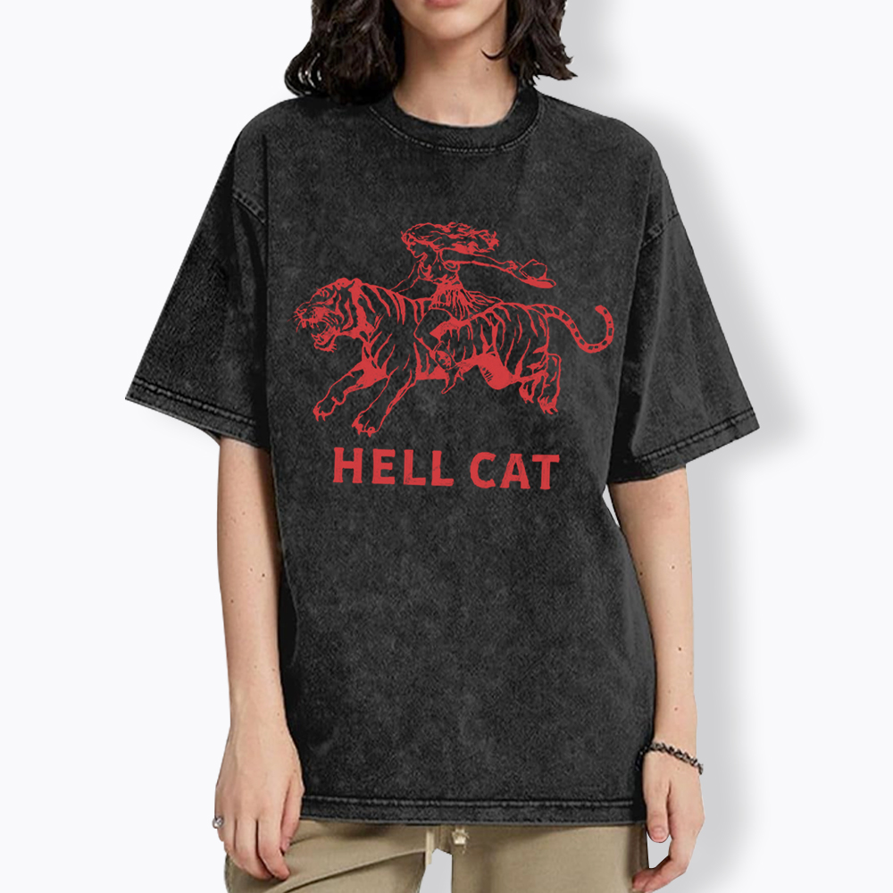 Vintage Cowgirl Hell Cat Washed T-Shirt