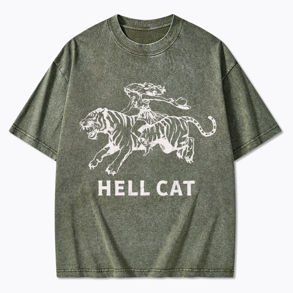 Vintage Cowgirl Hell Cat Washed T-Shirt