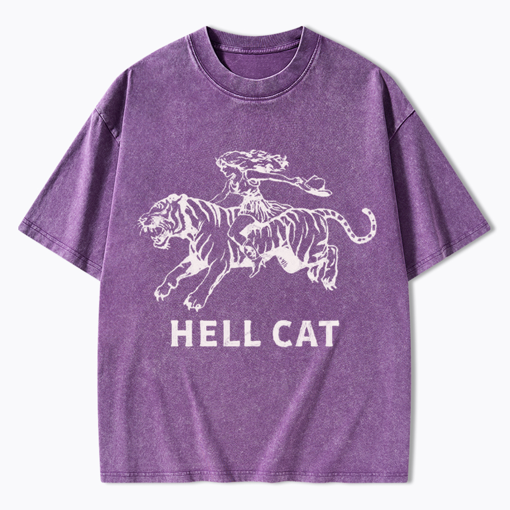 Vintage Cowgirl Hell Cat Washed T-Shirt