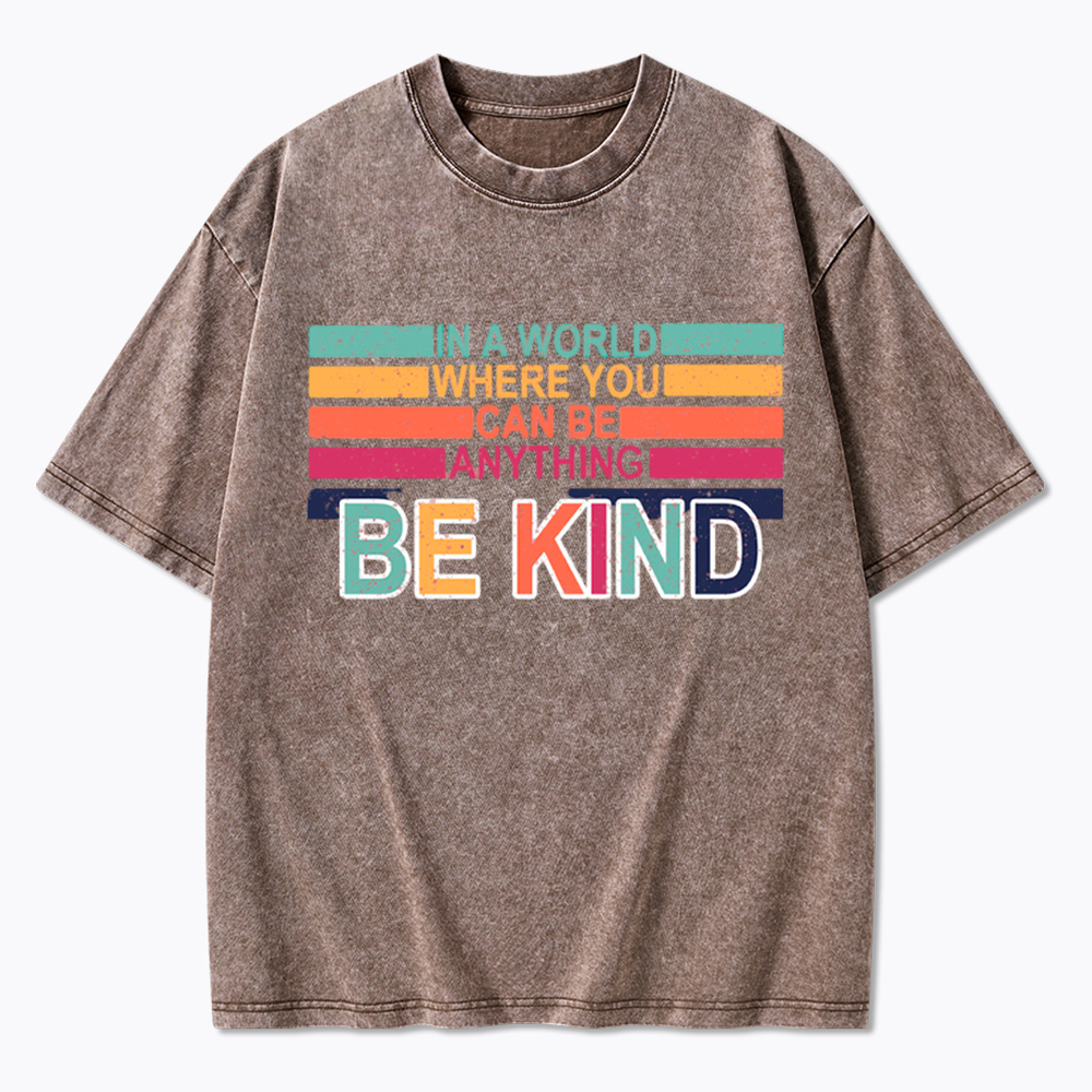 In a World Where You can Be Anything Be Kind Washed T-Shirt