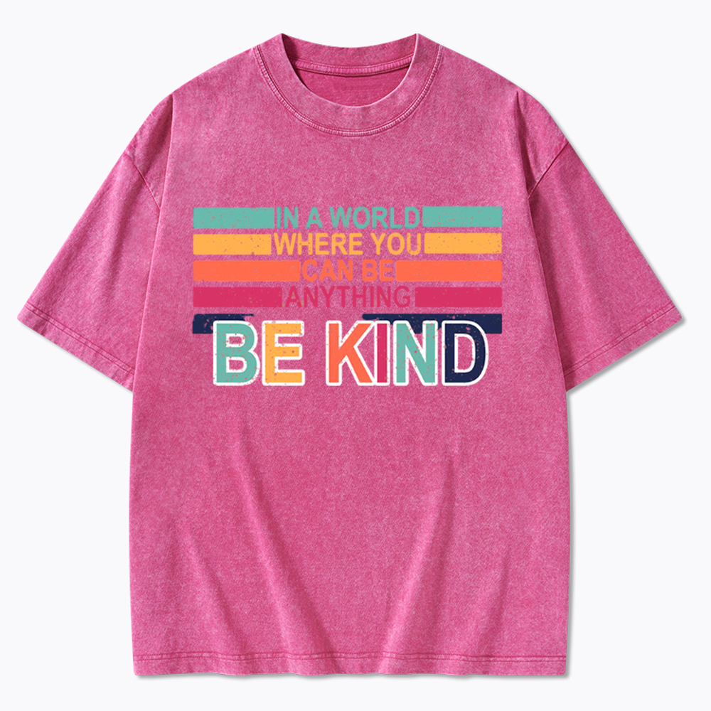 In a World Where You can Be Anything Be Kind Washed T-Shirt