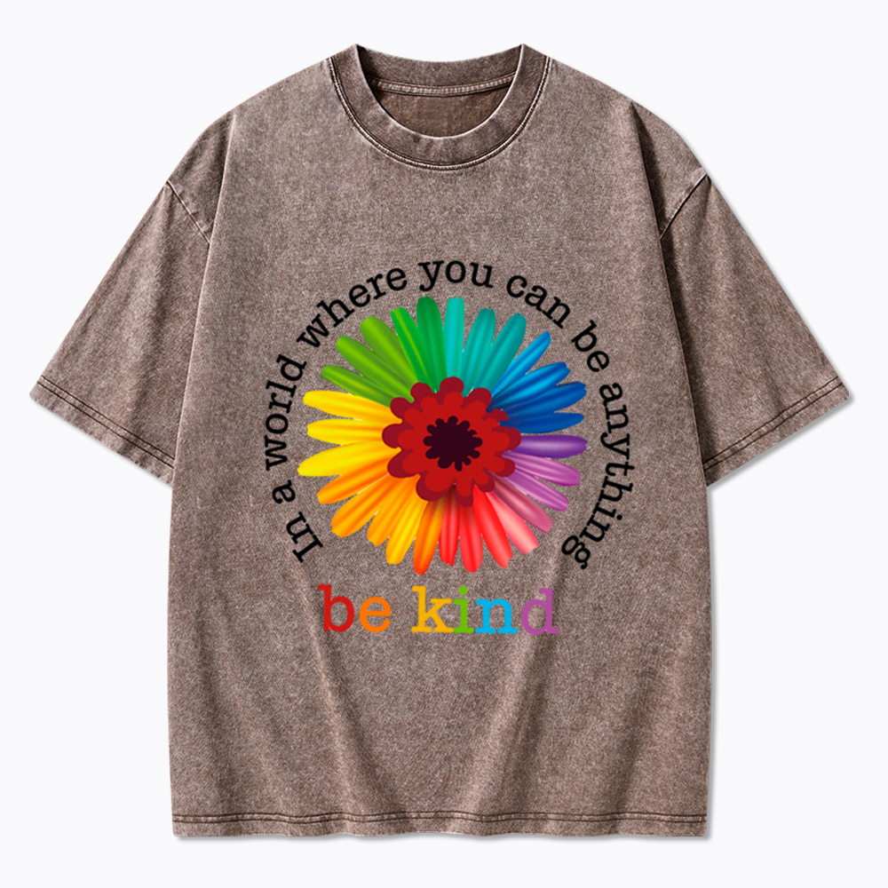 In a World Where You Can be Anything be Kind Washed T-Shirt
