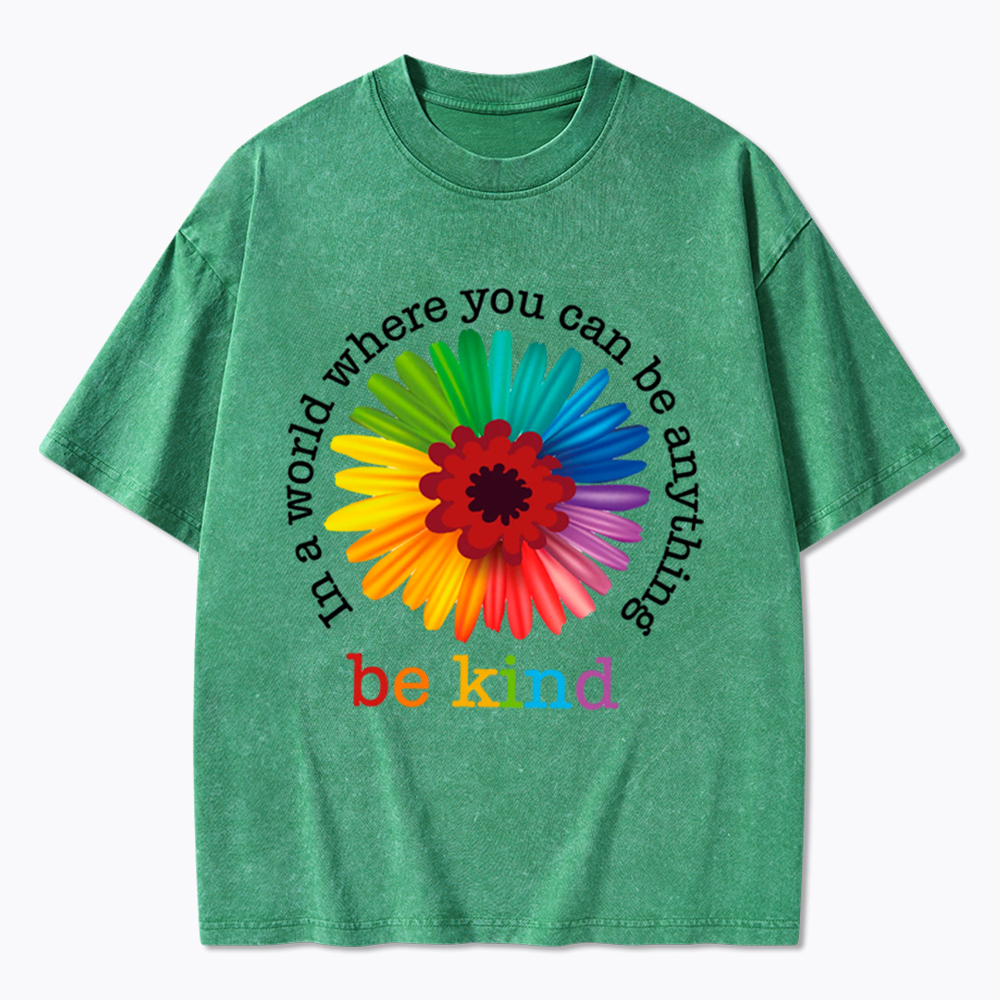 In a World Where You Can be Anything be Kind Washed T-Shirt