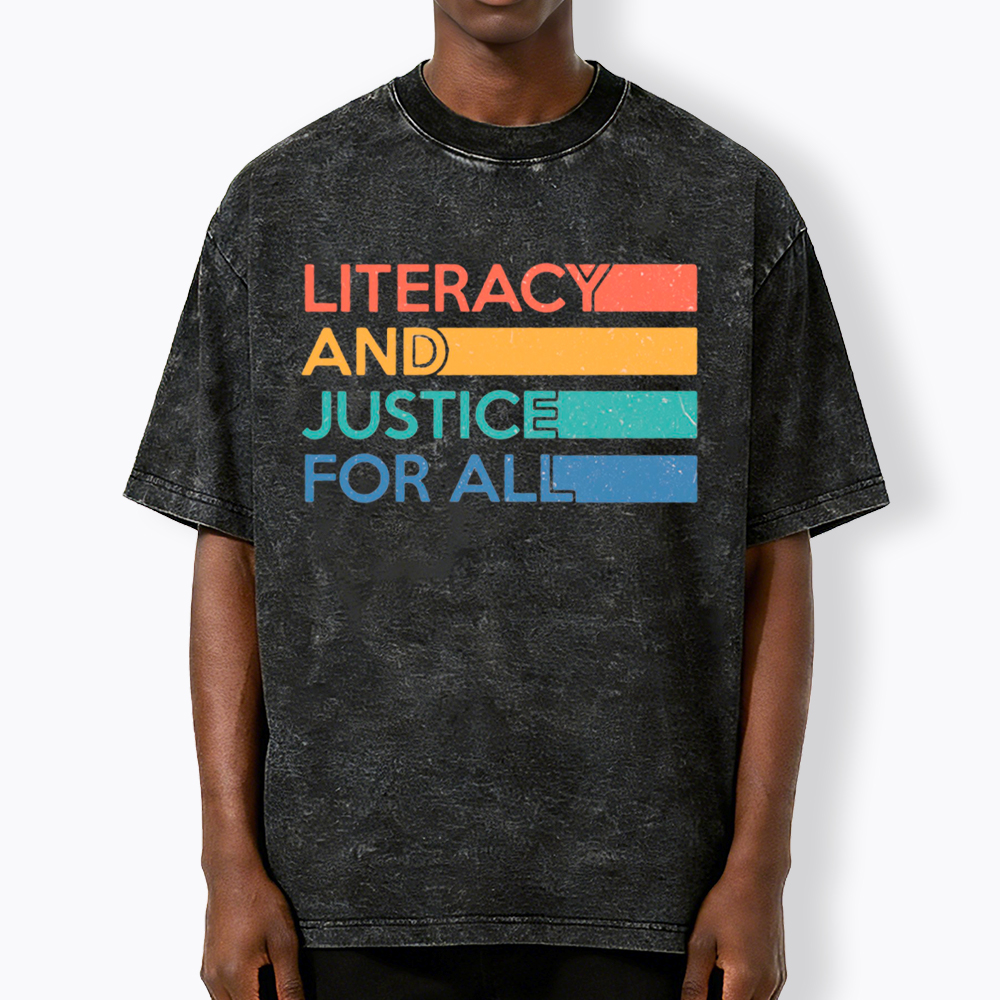 Literacy and Justice for All Washed T-Shirt