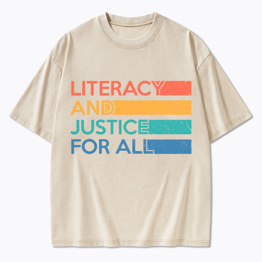 Literacy and Justice for All Washed T-Shirt