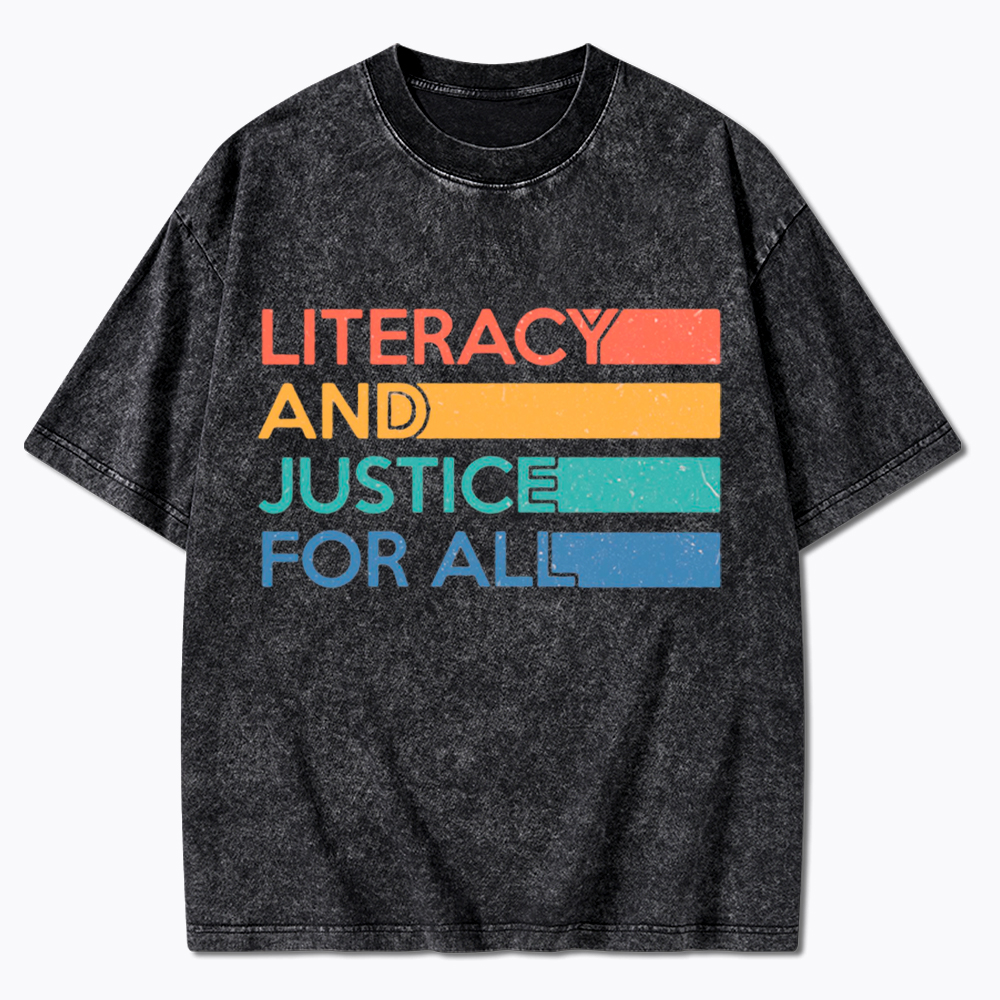 Literacy and Justice for All Washed T-Shirt