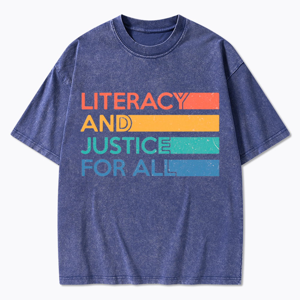 Literacy and Justice for All Washed T-Shirt