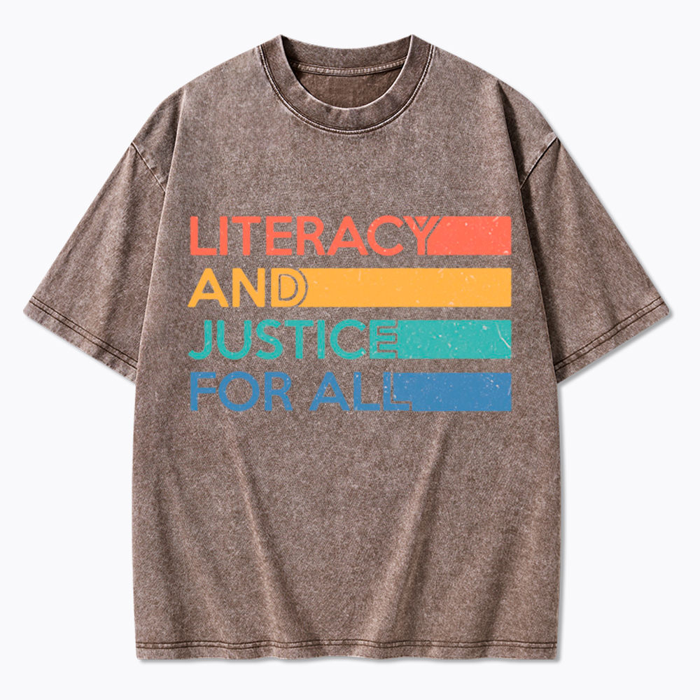Literacy and Justice for All Washed T-Shirt