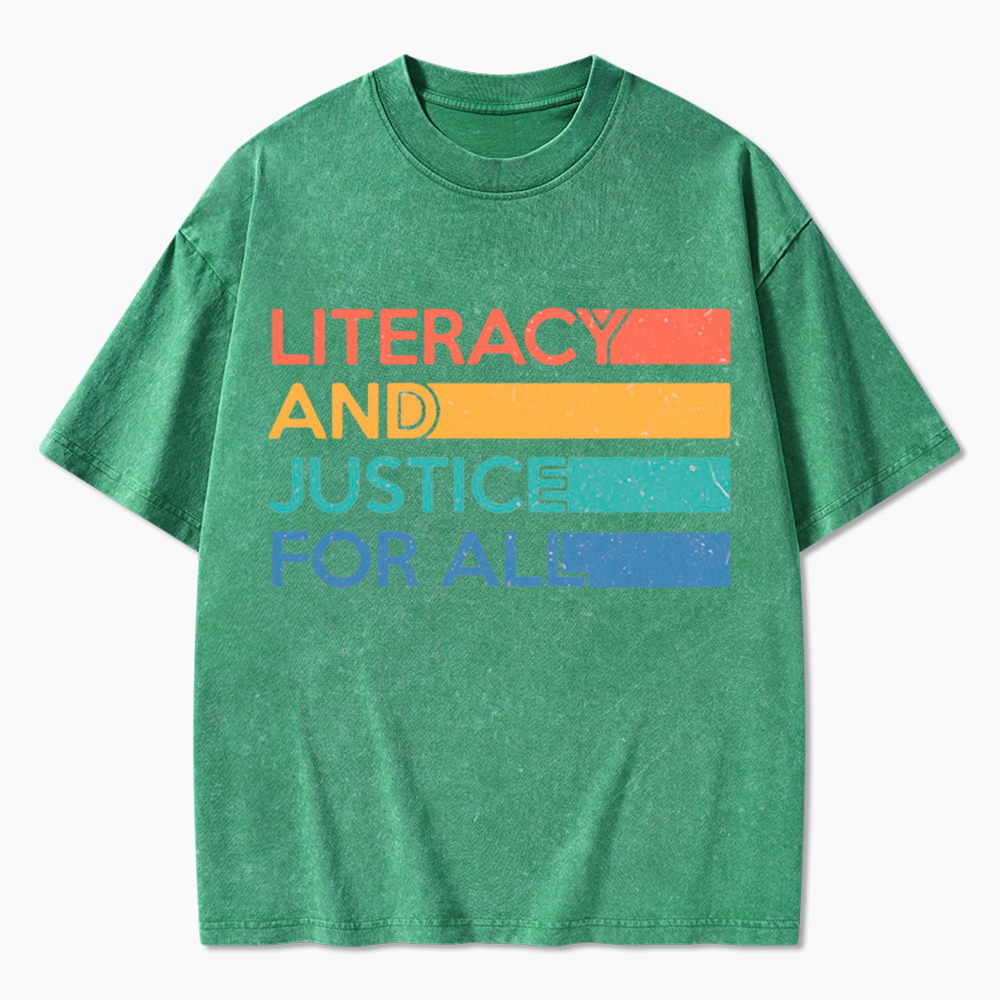 Literacy and Justice for All Washed T-Shirt