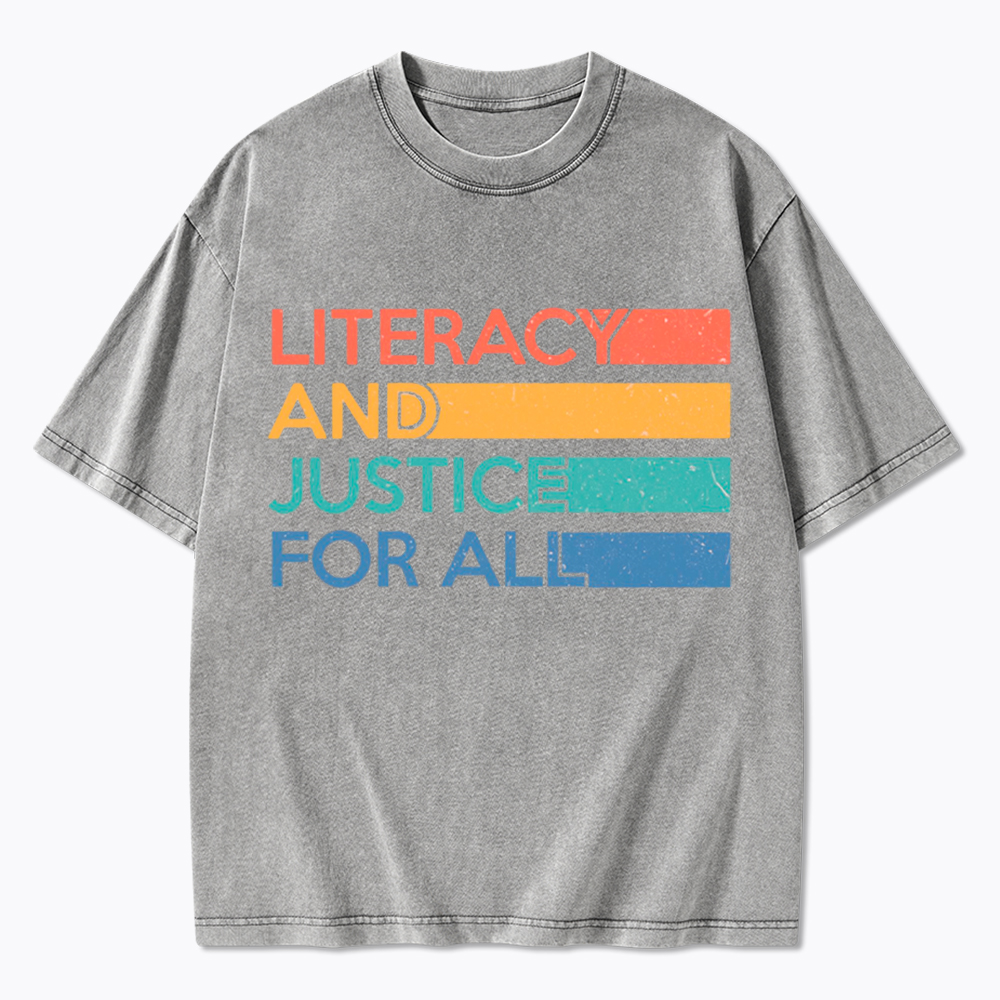 Literacy and Justice for All Washed T-Shirt
