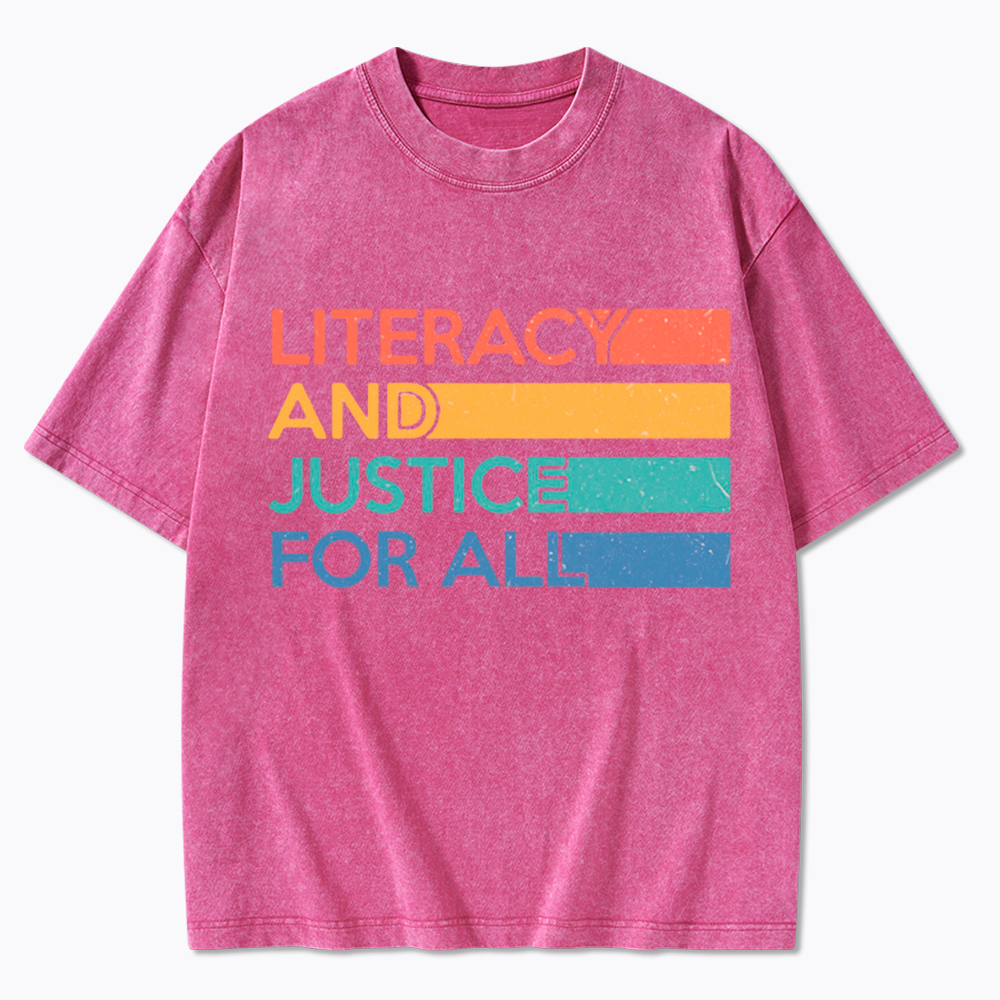Literacy and Justice for All Washed T-Shirt