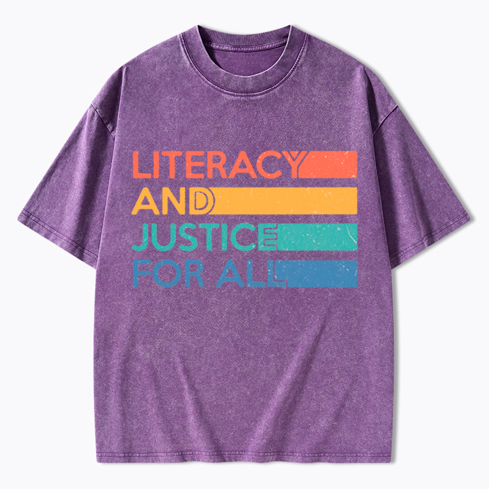 Literacy and Justice for All Washed T-Shirt