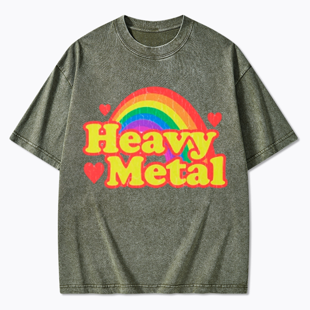 Funny Heavy Metal Rainbow Washed T-Shirt