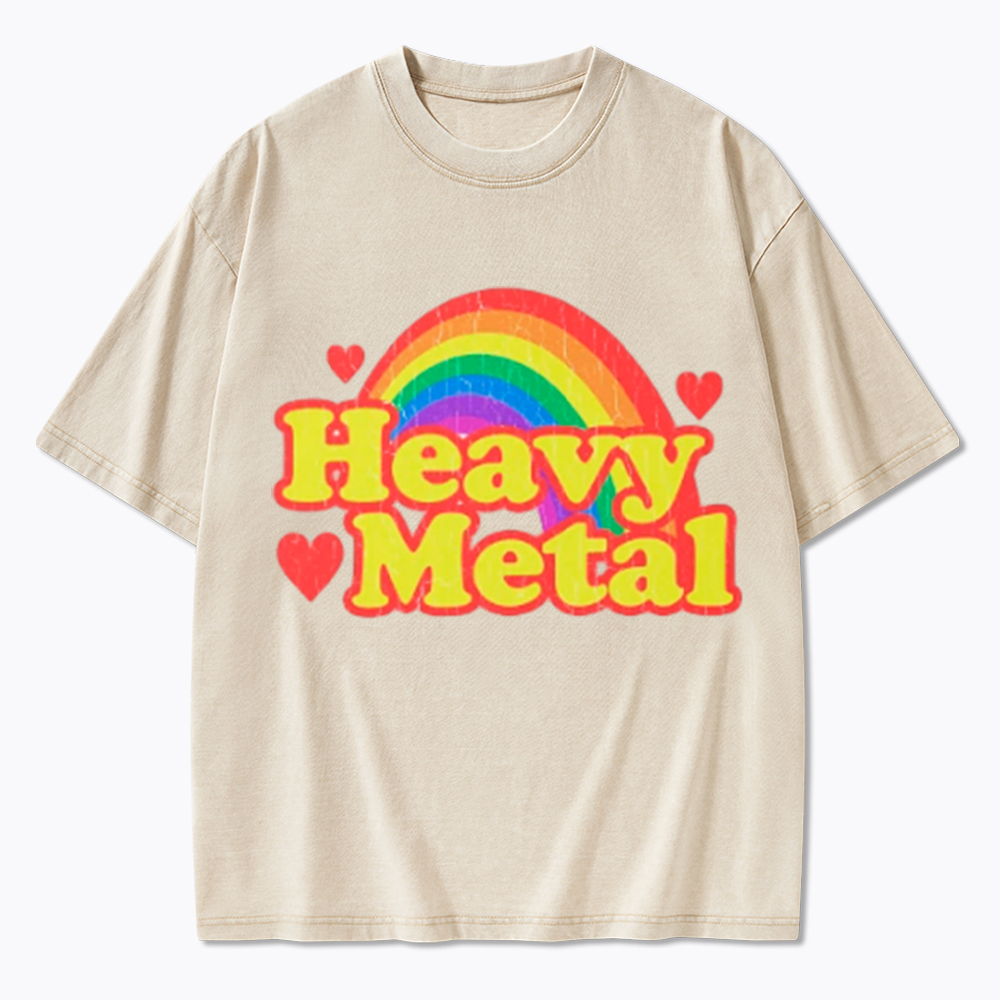 Funny Heavy Metal Rainbow Washed T-Shirt