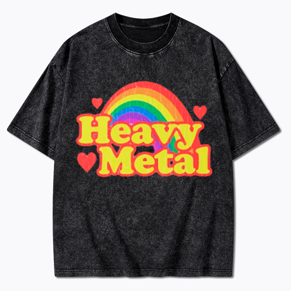 Funny Heavy Metal Rainbow Washed T-Shirt
