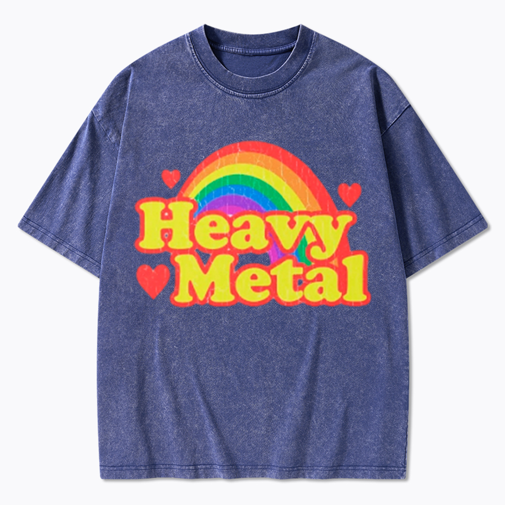 Funny Heavy Metal Rainbow Washed T-Shirt