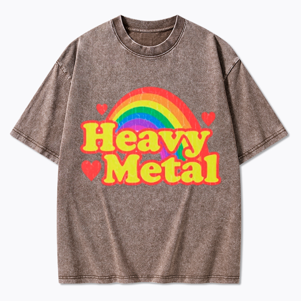 Funny Heavy Metal Rainbow Washed T-Shirt