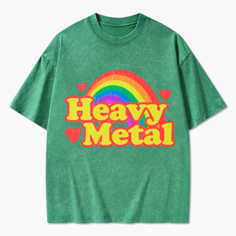 Funny Heavy Metal Rainbow Washed T-Shirt