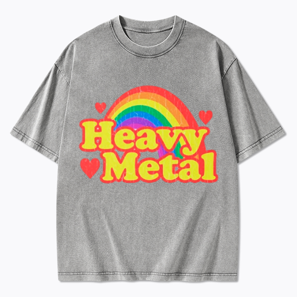 Funny Heavy Metal Rainbow Washed T-Shirt