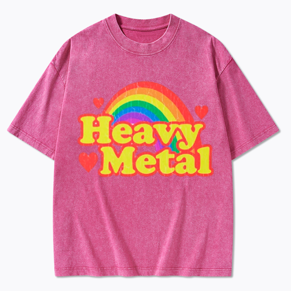 Funny Heavy Metal Rainbow Washed T-Shirt