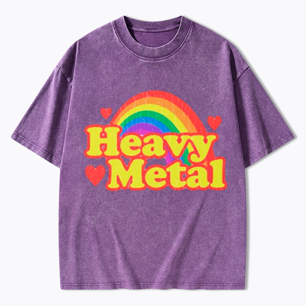 Funny Heavy Metal Rainbow Washed T-Shirt