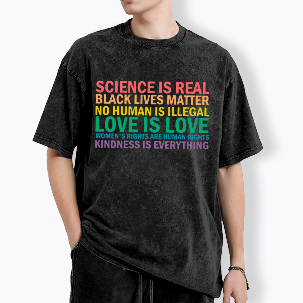 Science is Real Womens Rights Love Is Love Washed T-Shirt