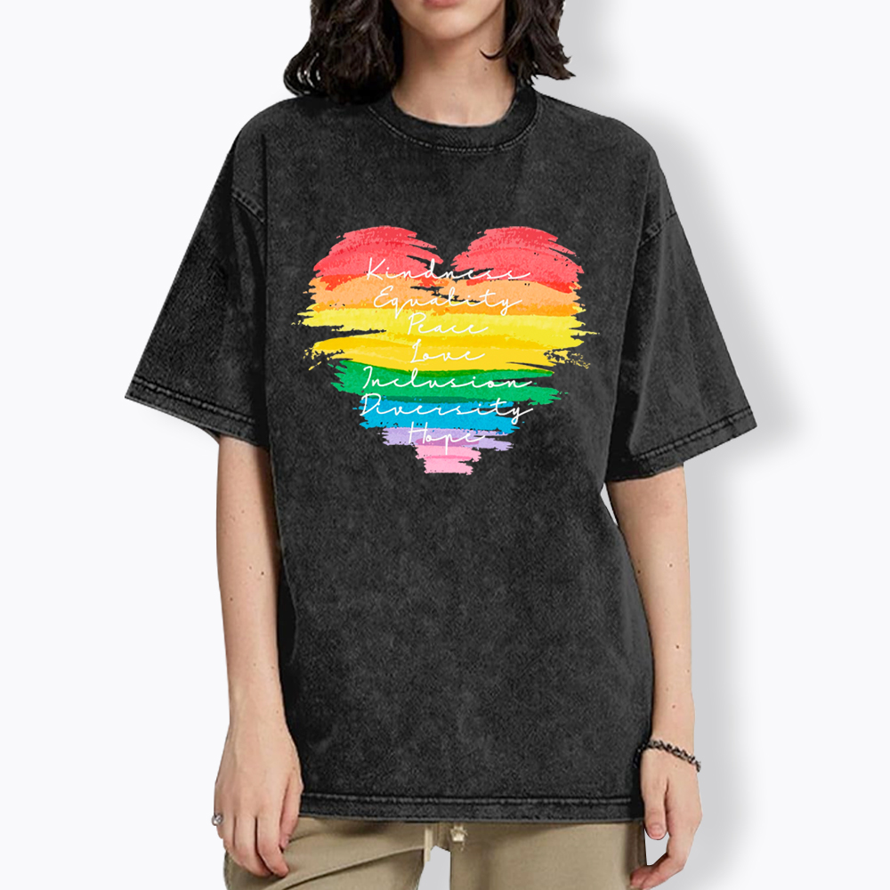 Kindness Equality Peace Love Inclusion Diversity Washed T-Shirt