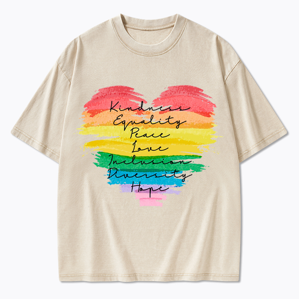Kindness Equality Peace Love Inclusion Diversity Washed T-Shirt