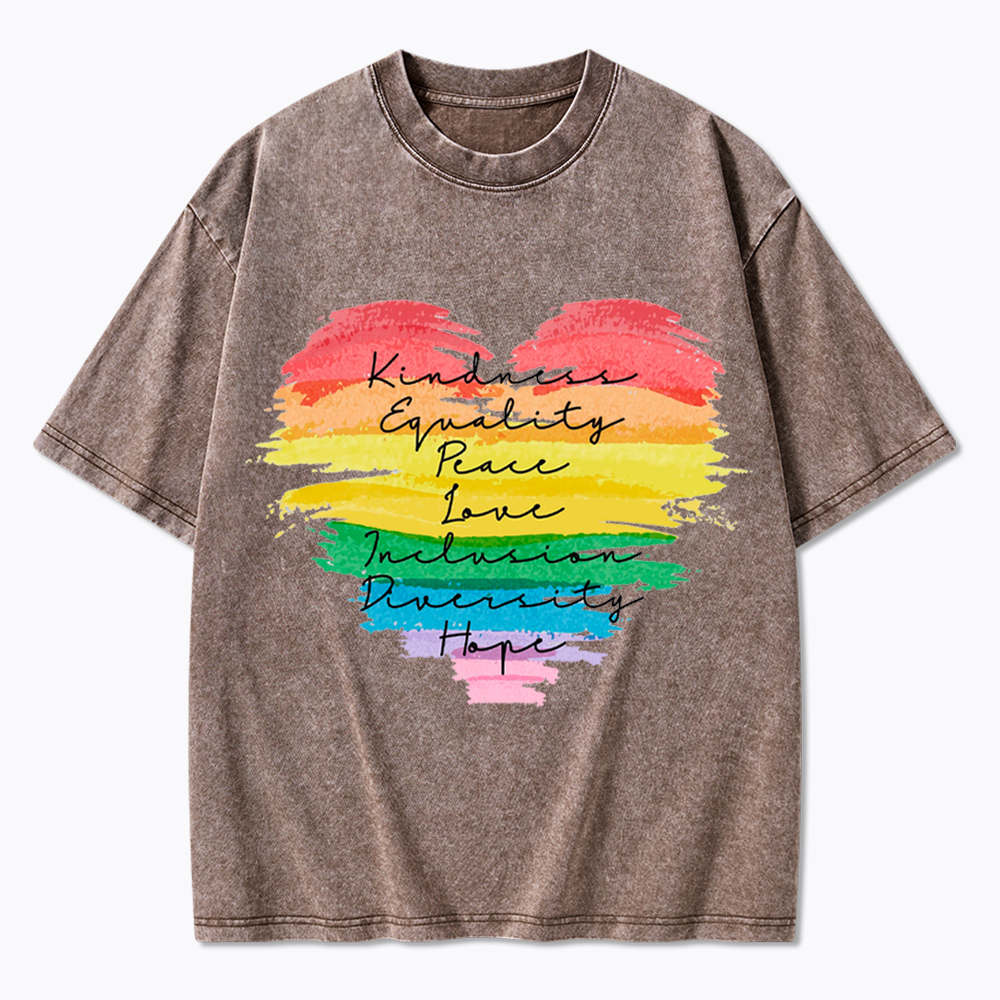 Kindness Equality Peace Love Inclusion Diversity Washed T-Shirt