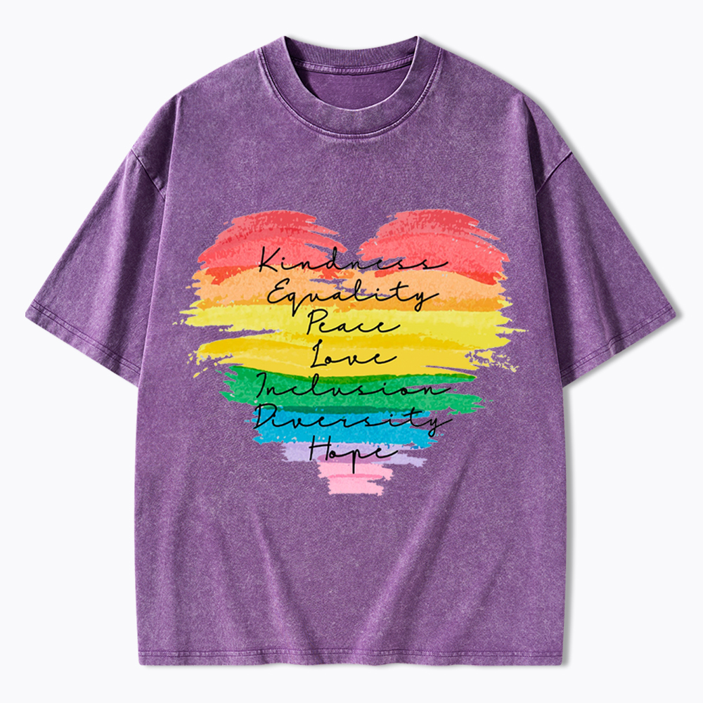 Kindness Equality Peace Love Inclusion Diversity Washed T-Shirt