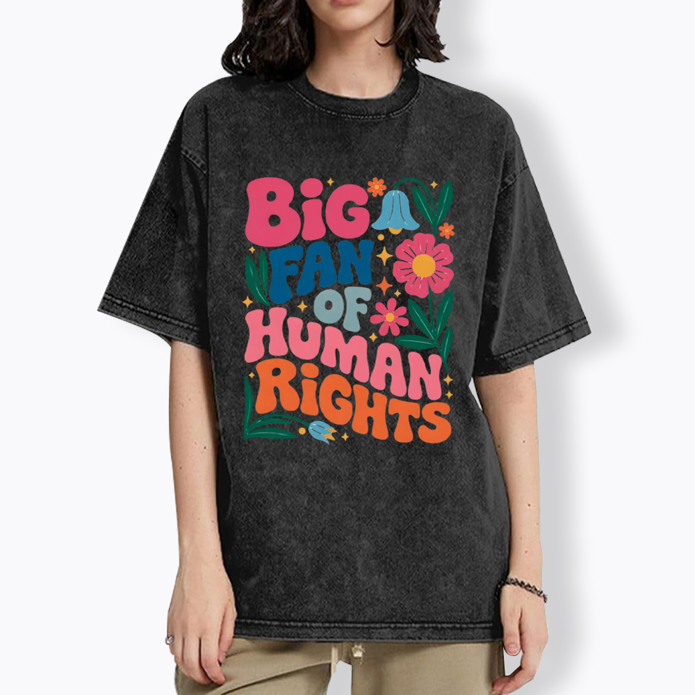 Big Fan of Human Rights Floral Washed T-Shirt