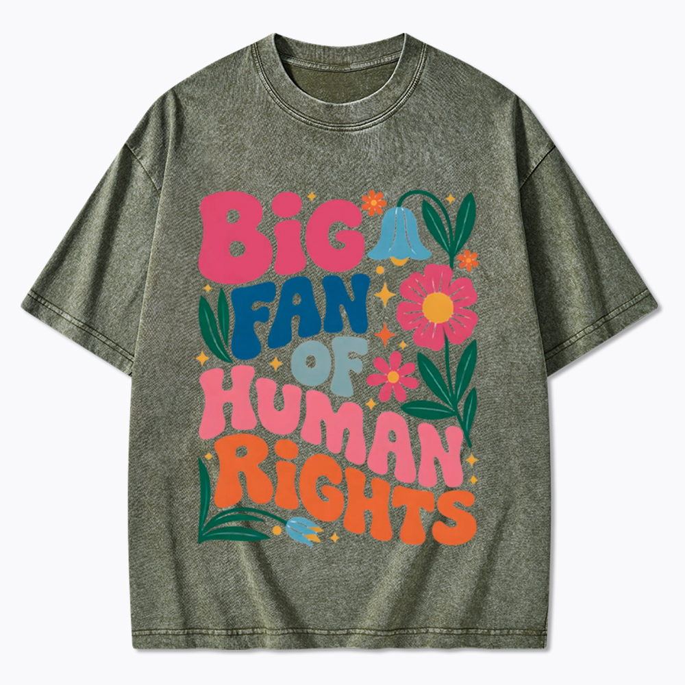 Big Fan of Human Rights Floral Washed T-Shirt