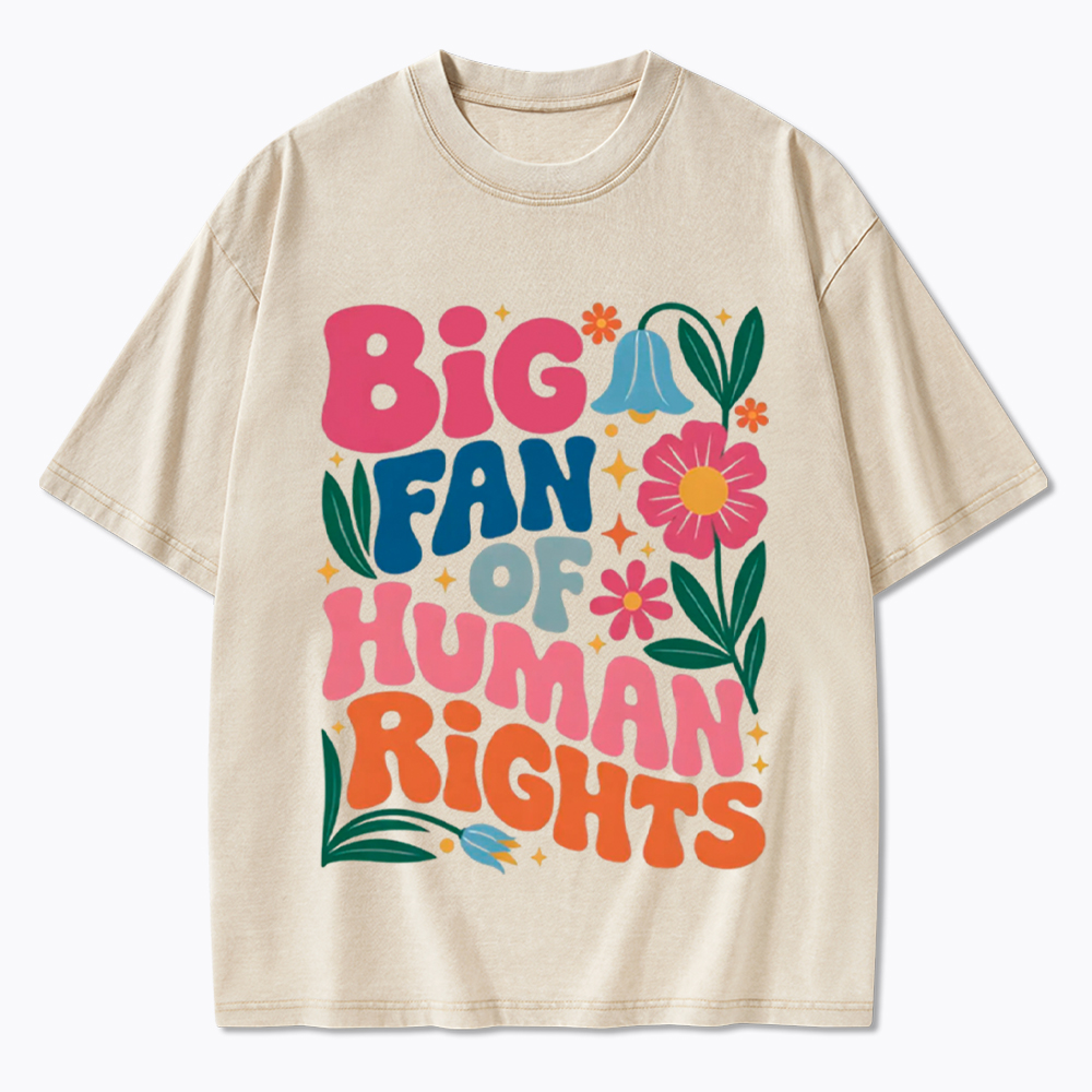 Big Fan of Human Rights Floral Washed T-Shirt