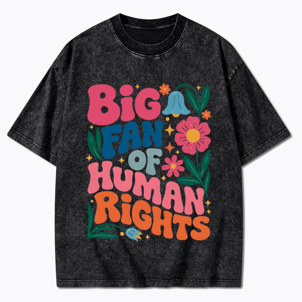 Big Fan of Human Rights Floral Washed T-Shirt