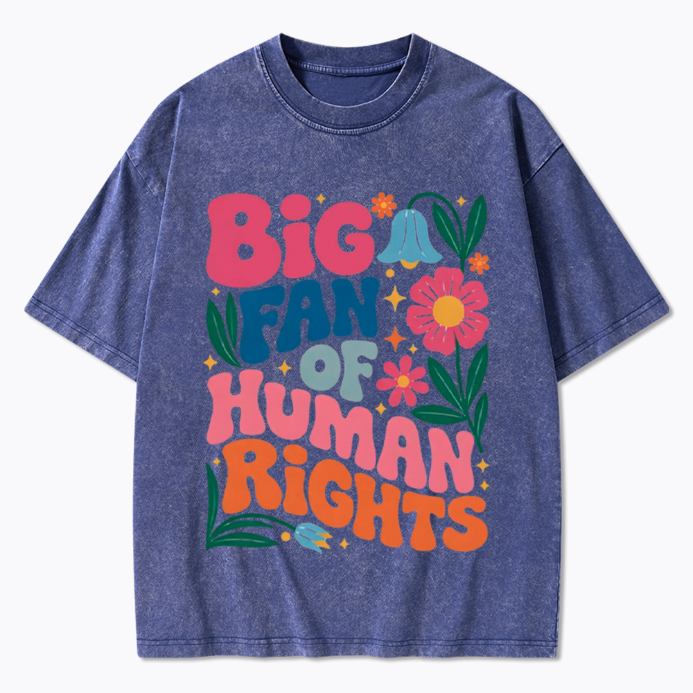 Big Fan of Human Rights Floral Washed T-Shirt