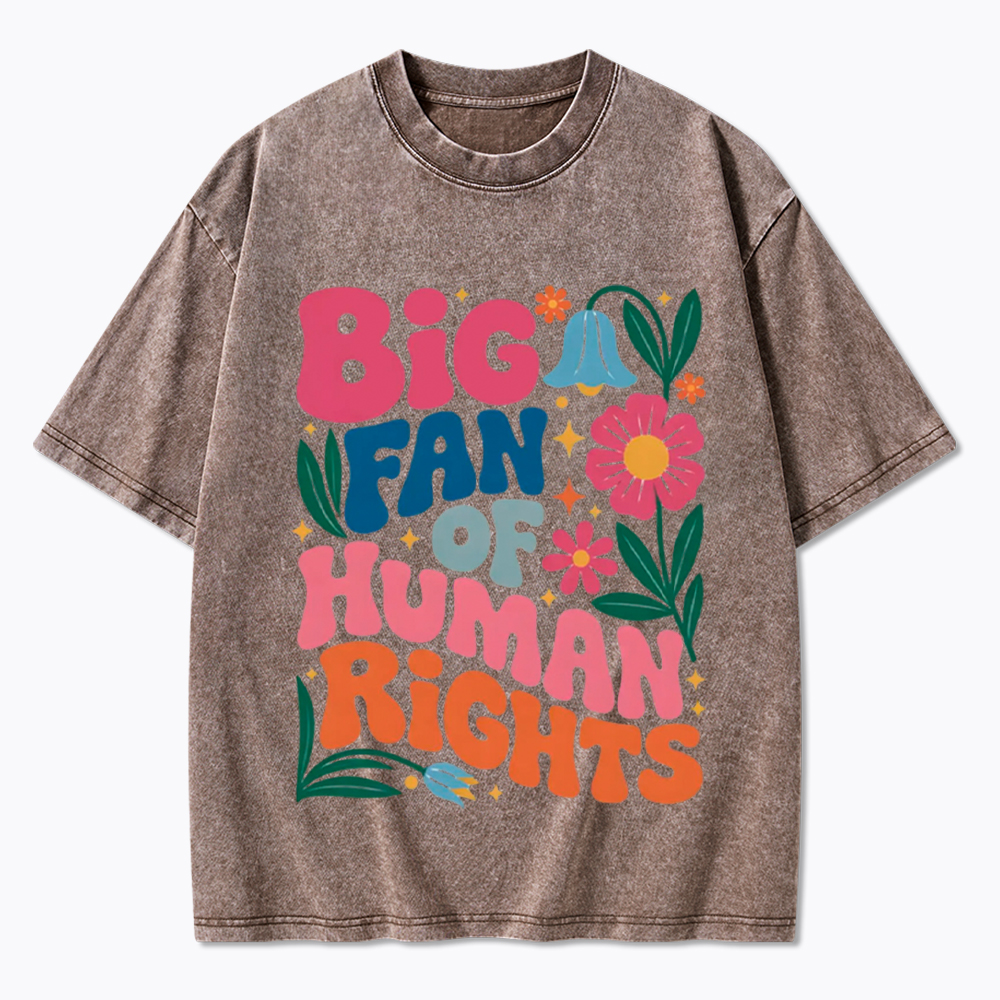 Big Fan of Human Rights Floral Washed T-Shirt
