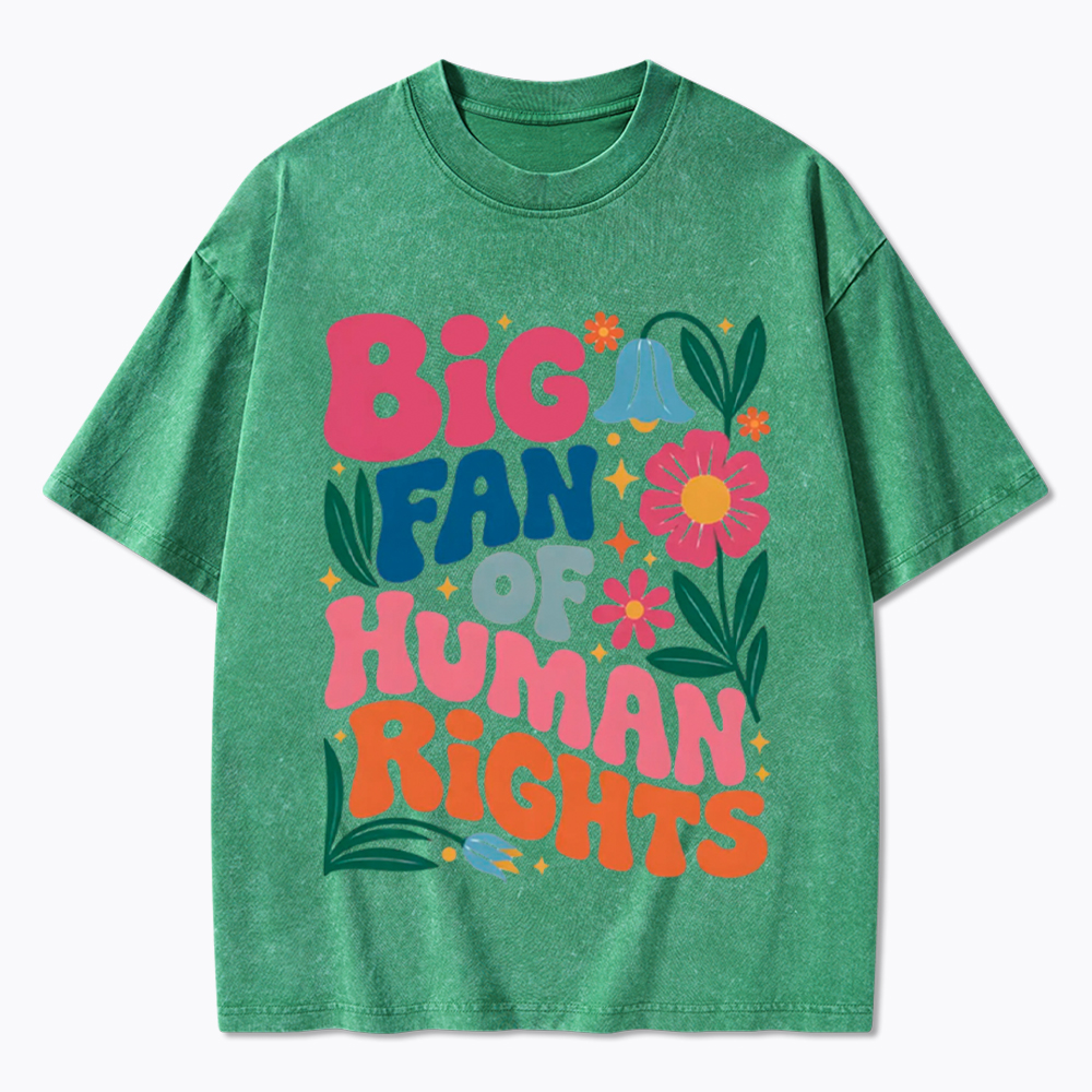 Big Fan of Human Rights Floral Washed T-Shirt