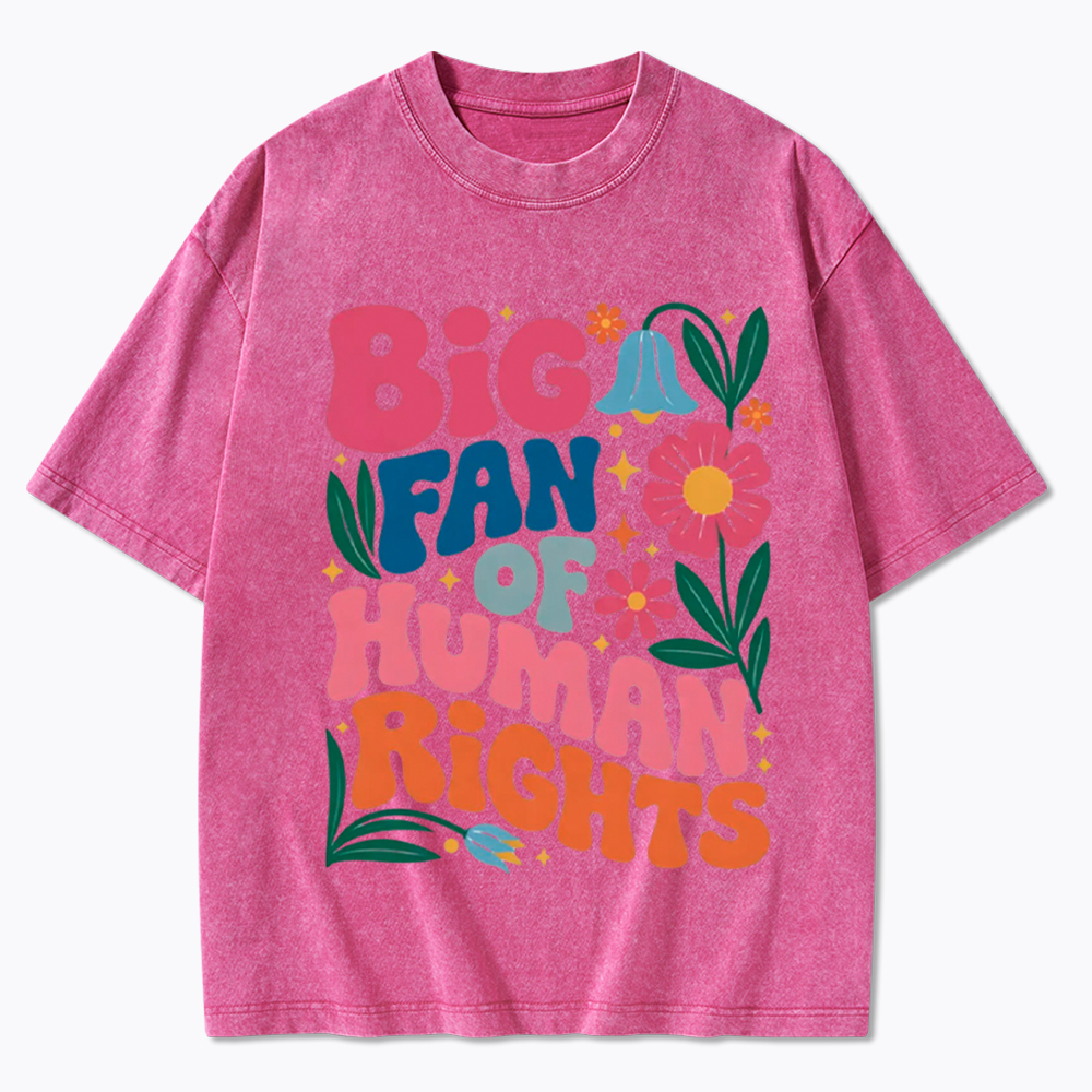 Big Fan of Human Rights Floral Washed T-Shirt