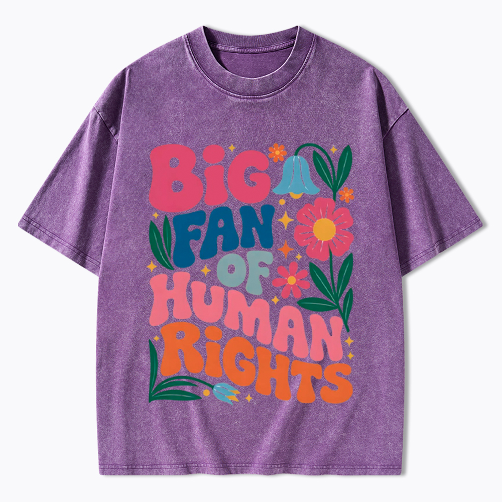 Big Fan of Human Rights Floral Washed T-Shirt