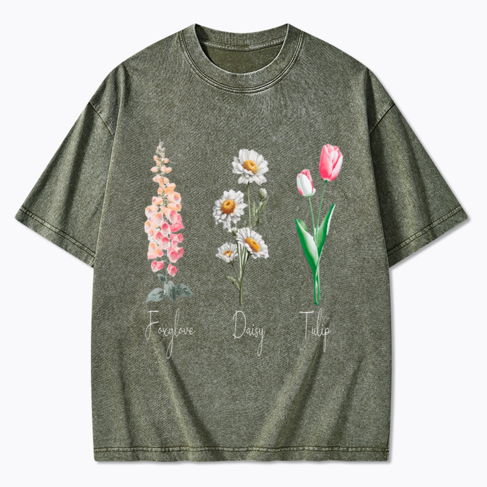 Subtle Flower Washed T-Shirt