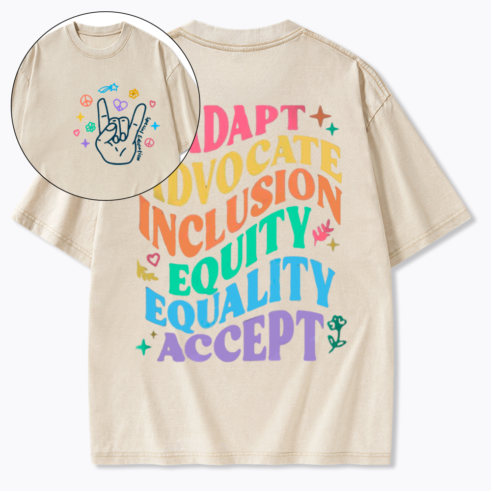 Adapt Advocate Inclusion Equity Equality Accept Washed T-Shirt