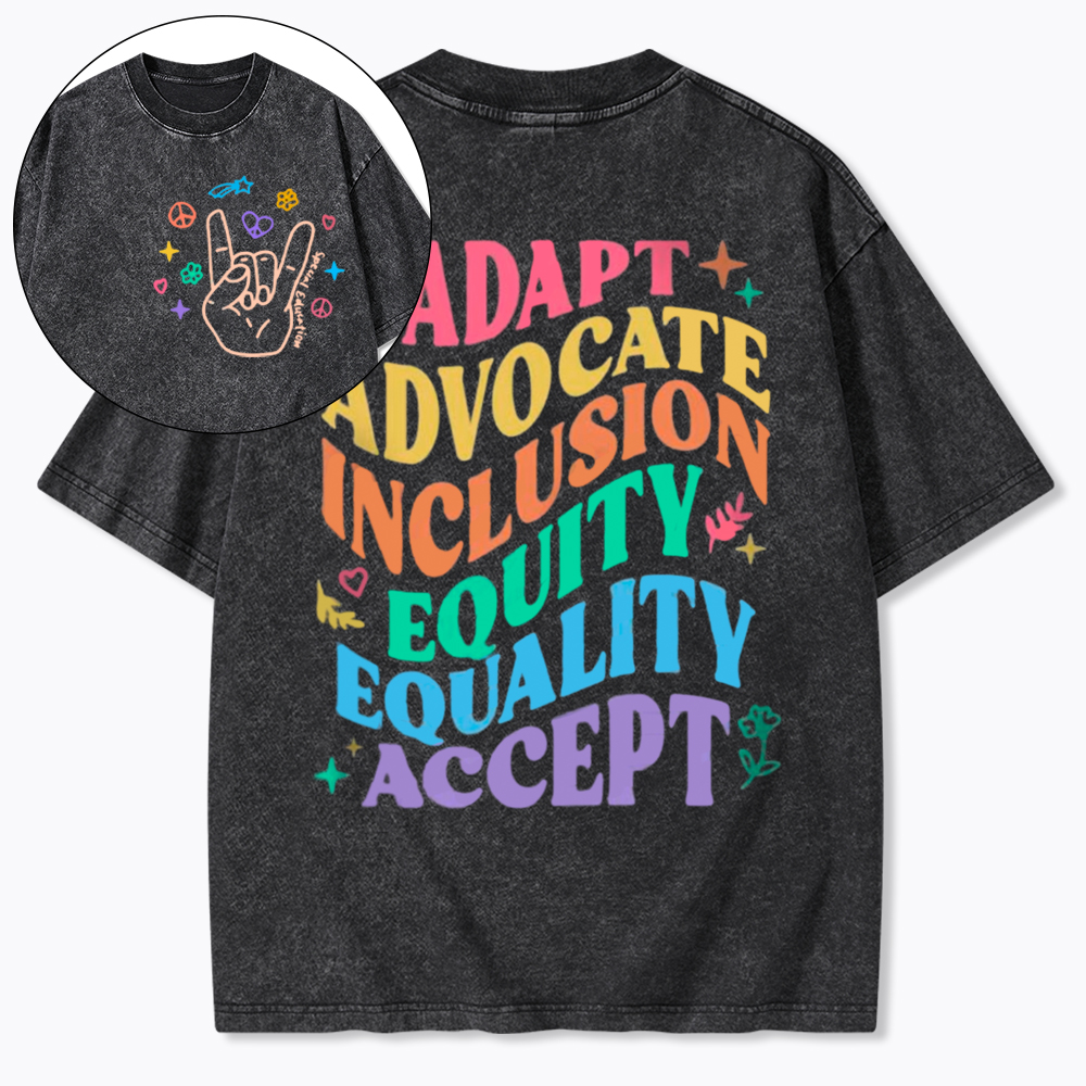 Adapt Advocate Inclusion Equity Equality Accept Washed T-Shirt